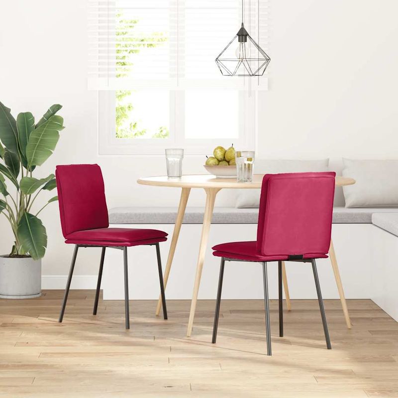 Casa si Gradina - Mobilier - Scaune si fotolii - Scaune - Scaune de bucatarie, 2 buc., rosu vin, catifea - Infinity.ro