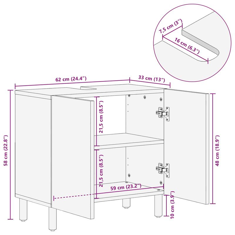 Casa si Gradina - Mobilier - Mobilier baie - Comode baie - Dulap pentru Chiuveta de Baie cu raft Alb 62 x 33 x 58 cm - Infinity.ro