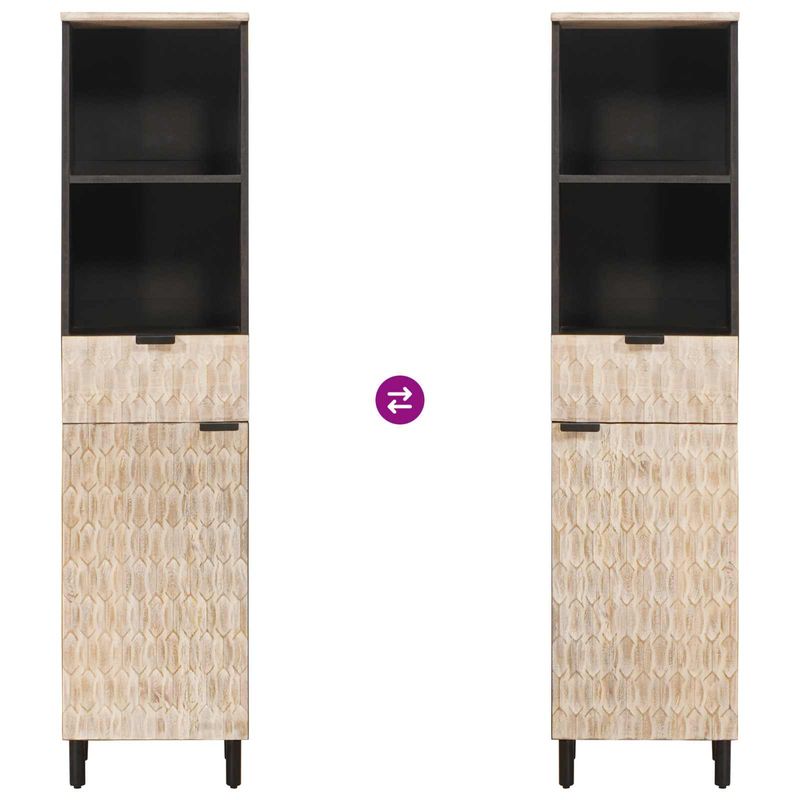Casa si Gradina - Mobilier - Mobilier baie - Comode baie - Dulap de Baie cu raft Alb 38 x 33 x 160 cm Lemn de mango solid - Infinity.ro