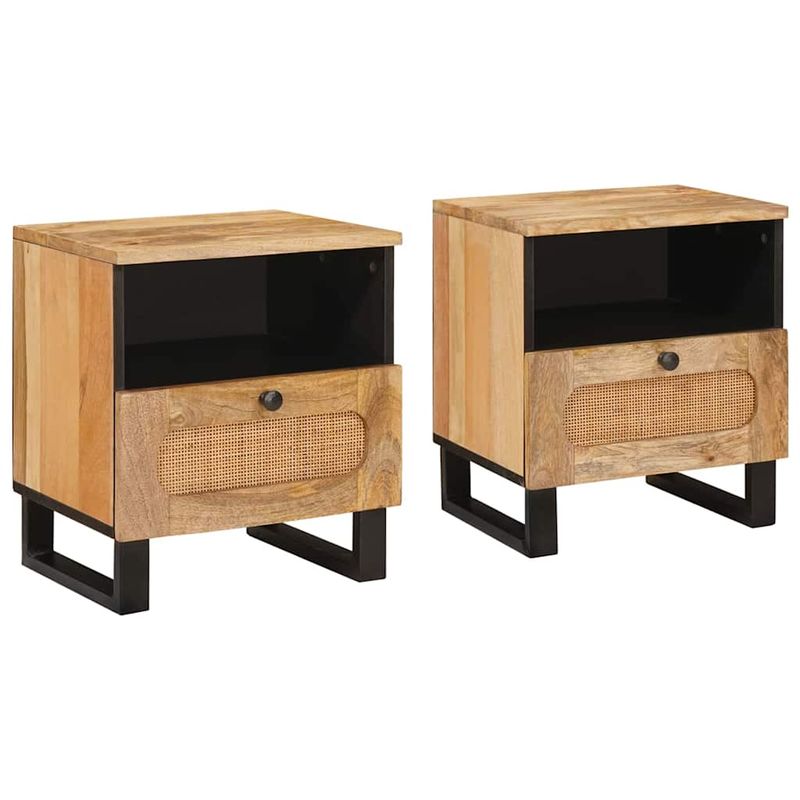 Casa si Gradina - Mobilier - Comode si corpuri - Noptiere - Dulap de noapte cu sertar 2 pcs natural 40 x 33 x 46 cm - Infinity.ro