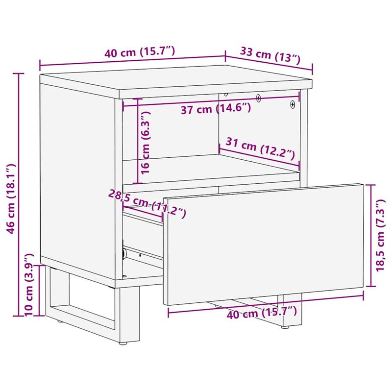 Casa si Gradina - Mobilier - Comode si corpuri - Noptiere - Dulap de noapte cu sertar 2 pcs natural 40 x 33 x 46 cm - Infinity.ro