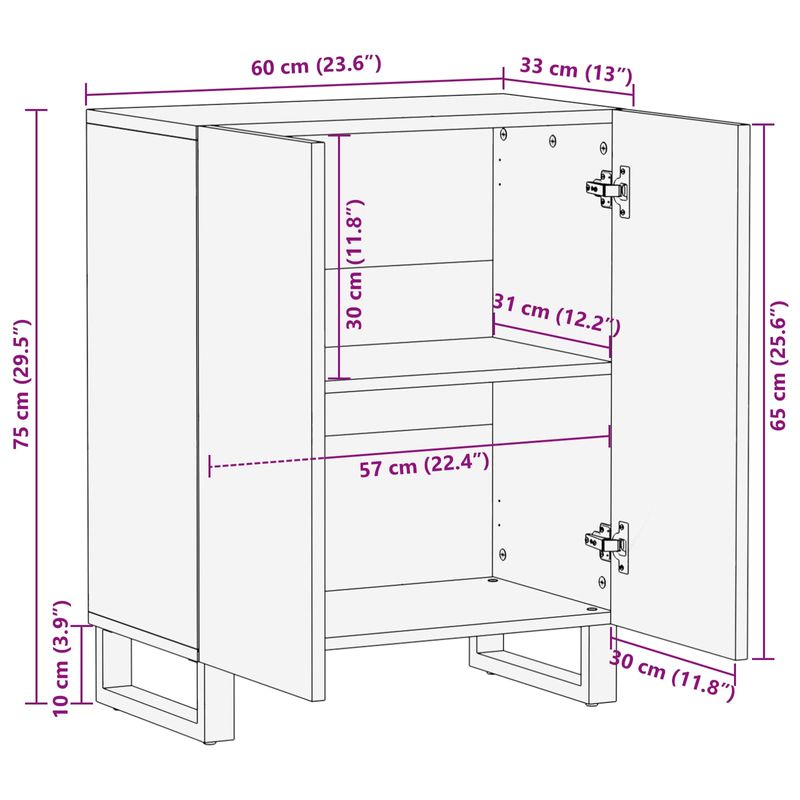 Casa si Gradina - Mobilier - Dulapuri si sifoniere - Dulapuri - Dulap de depozitare Maro 60 x 33,5 x 75 cm Lemn de mango solid - Infinity.ro