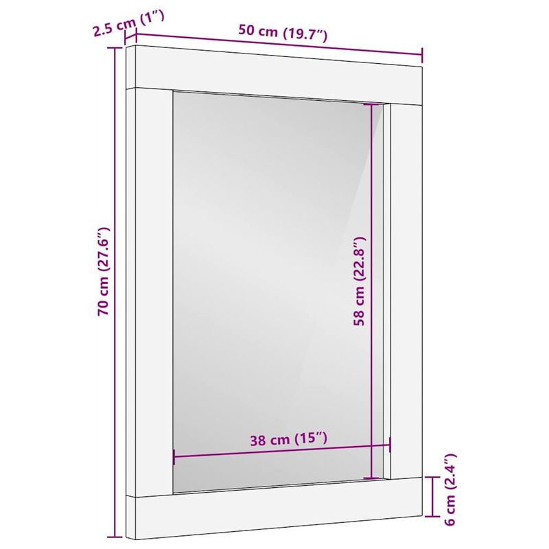 Casa si Gradina - Mobilier - Mobilier baie - Oglinzi baie - Oglinda pentru baie Maro 50 x 70 x 3 cm Lemn de mango solid - Infinity.ro