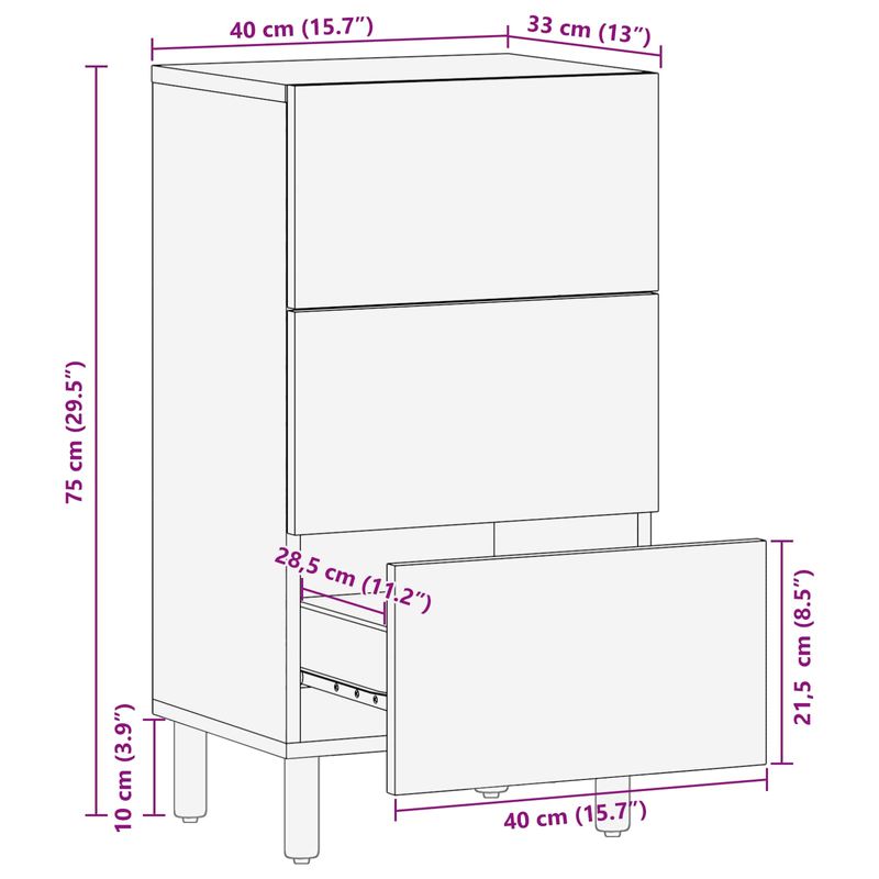 Casa si Gradina - Mobilier - Dulapuri si sifoniere - Dulapuri - Bufet Finisaj Alb Spalat 40 x 33,5 x 75 cm Lemn de mango solid - Infinity.ro