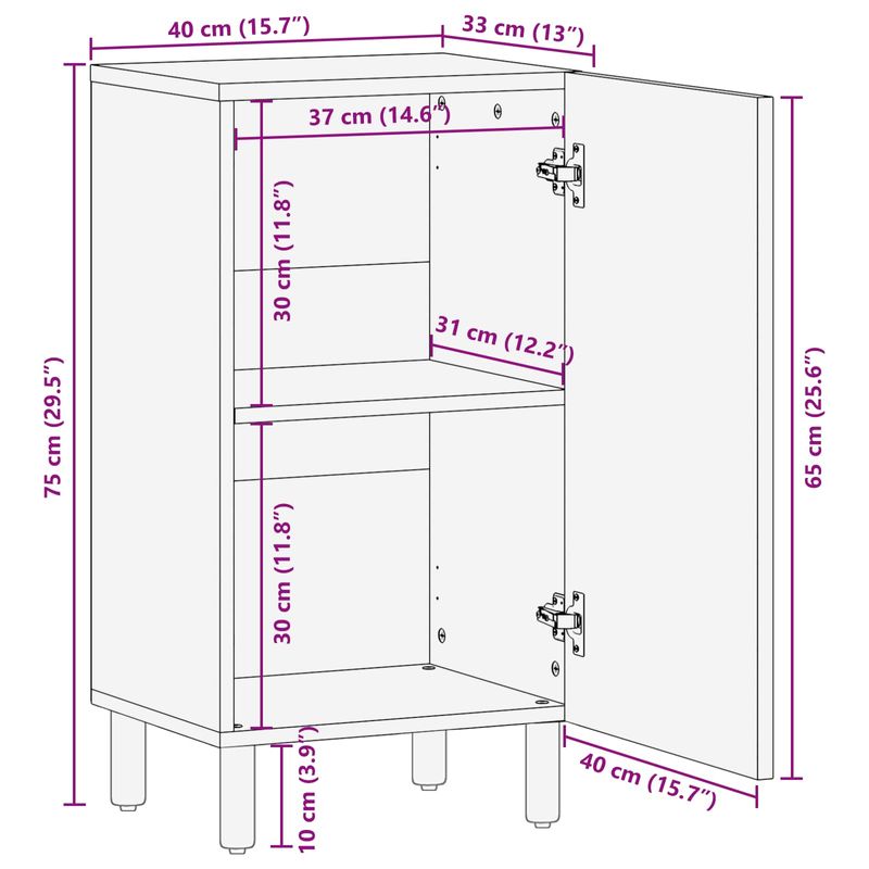 Casa si Gradina - Mobilier - Dulapuri si sifoniere - Dulapuri - Bufet Finisaj Acacia Maro 40 x 33,5 x 75 cm Lemn de mango solid - Infinity.ro