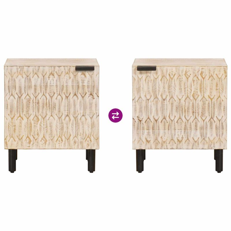 Casa si Gradina - Mobilier - Comode si corpuri - Noptiere - Dulap de noapte 2 pcs Alb 40 x 33,5 x 46 cm Lemn de mango solid - Infinity.ro