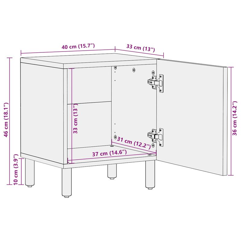 Casa si Gradina - Mobilier - Comode si corpuri - Noptiere - Dulap de noapte 2 pcs Alb 40 x 33,5 x 46 cm Lemn de mango solid - Infinity.ro