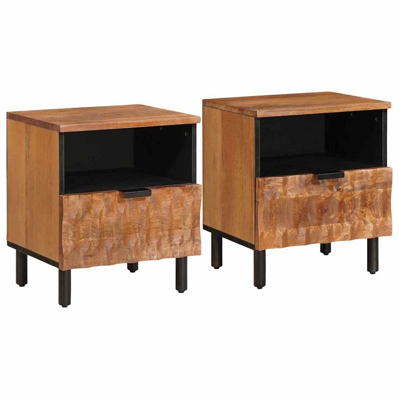 Casa si Gradina - Mobilier - Comode si corpuri - Noptiere - Dulap de noapte 2 pcs Maro 40 x 33 x 46 cm Lemn de mango solid - Infinity.ro