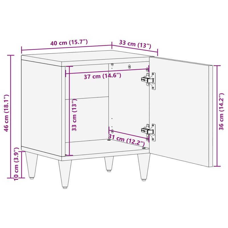 Casa si Gradina - Mobilier - Comode si corpuri - Noptiere - Dulap de noapte Maro 40 x 33,5 x 46 cm Lemn de mango solid - Infinity.ro