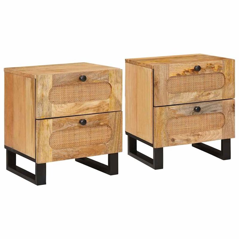 Casa si Gradina - Mobilier - Comode si corpuri - Noptiere - Dulap de noapte cu sertar 2 pcs natural 40 x 33,5 x 46 cm - Infinity.ro