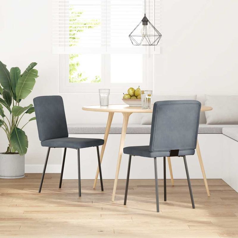 Casa si Gradina - Mobilier - Scaune si fotolii - Scaune - Scaune de bucatarie, 2 buc., gri inchis, catifea - Infinity.ro