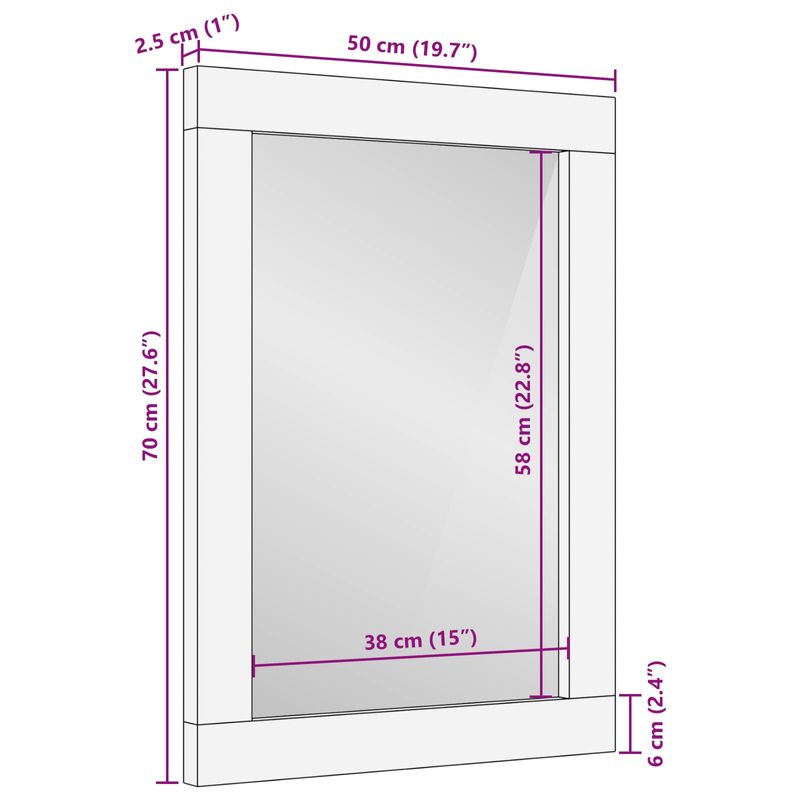 Casa si Gradina - Mobilier - Mobilier baie - Oglinzi baie - Oglinda pentru baie natural 50 x 70 x 3 cm Lemn de mango solid - Infinity.ro