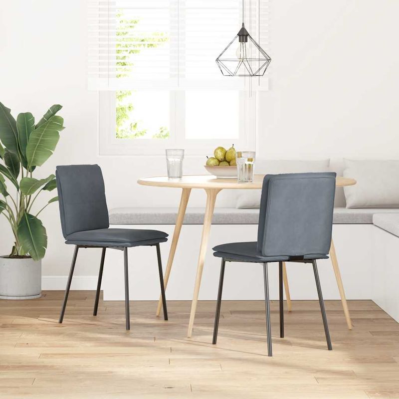 Casa si Gradina - Mobilier - Scaune si fotolii - Scaune - Scaune de bucatarie, 2 buc., gri inchis, catifea - Infinity.ro