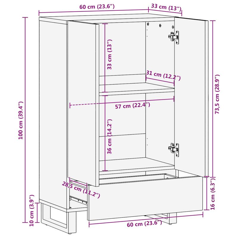 Casa si Gradina - Mobilier - Dulapuri si sifoniere - Dulapuri - Buffet de depozitare cu depozitare Maro 60 x 33,5 x 100 cm - Infinity.ro