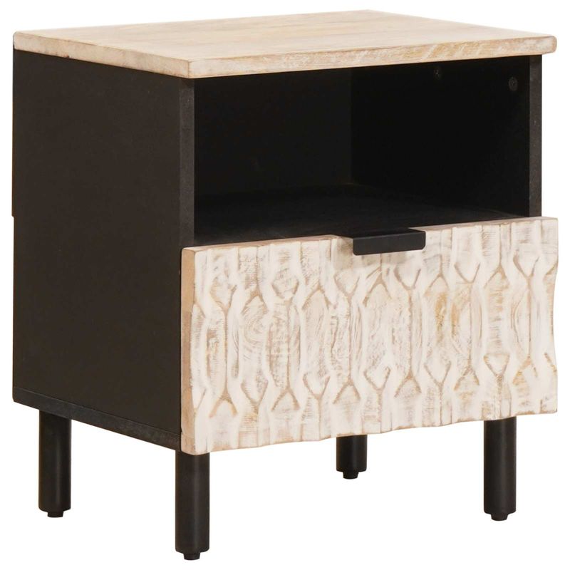Casa si Gradina - Mobilier - Comode si corpuri - Noptiere - Dulap de noapte 2 pcs Alb 40 x 33 x 46 cm Lemn de mango solid - Infinity.ro
