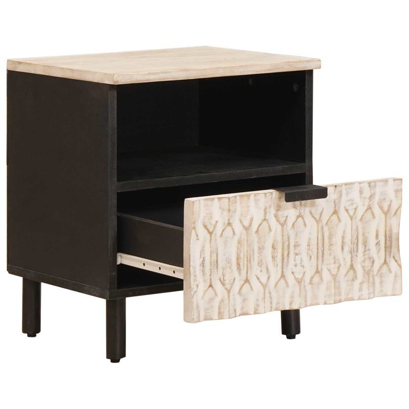 Casa si Gradina - Mobilier - Comode si corpuri - Noptiere - Dulap de noapte 2 pcs Alb 40 x 33 x 46 cm Lemn de mango solid - Infinity.ro