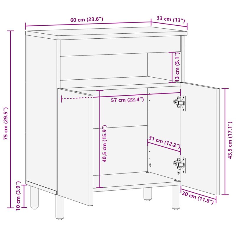 Casa si Gradina - Mobilier - Dulapuri si sifoniere - Dulapuri - Bufet Finisaj Acacia Maro 60 x 33,5 x 75 cm Lemn de mango solid - Infinity.ro