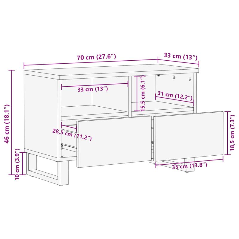 Casa si Gradina - Mobilier - Comode si corpuri - Comode - Cabinet TV Maro 70 x 33,5 x 46 cm Lemn de mango solid - Infinity.ro