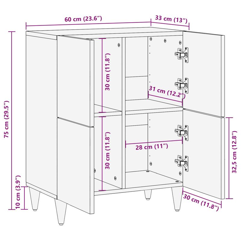 Casa si Gradina - Mobilier - Dulapuri si sifoniere - Dulapuri - Bufet cu usa castan 60 x 33,5 x 75 cm Lemn de mango solid - Infinity.ro