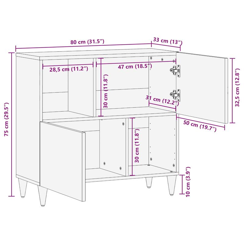 Casa si Gradina - Mobilier - Dulapuri si sifoniere - Dulapuri - Bufet cu usa castan 80 x 33,5 x 75 cm Lemn de mango solid - Infinity.ro