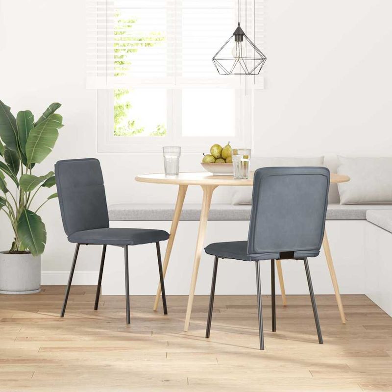 Casa si Gradina - Mobilier - Scaune si fotolii - Scaune - Scaune de bucatarie, 2 buc., gri inchis, catifea - Infinity.ro