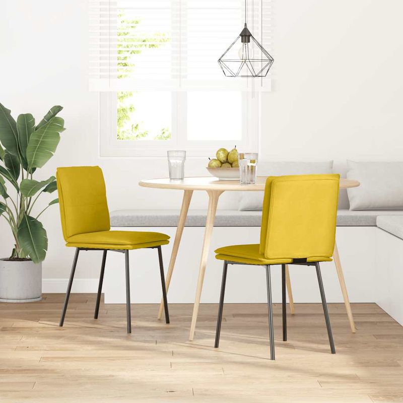 Casa si Gradina - Mobilier - Scaune si fotolii - Scaune - Scaune de bucatarie, 2 buc., galben, catifea - Infinity.ro
