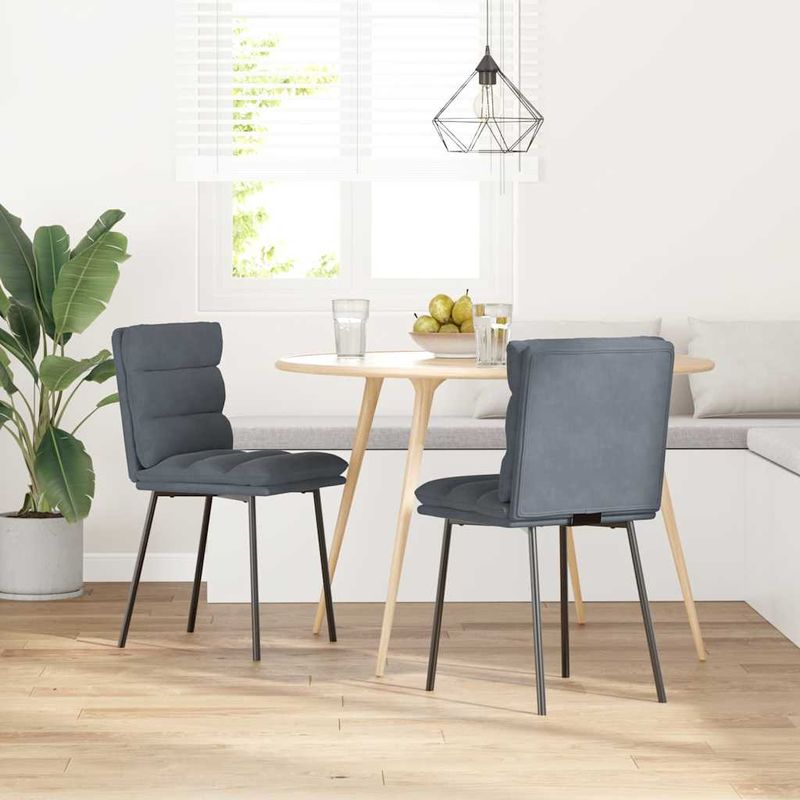 Casa si Gradina - Mobilier - Scaune si fotolii - Scaune - Scaune de bucatarie, 2 buc., gri inchis, catifea - Infinity.ro