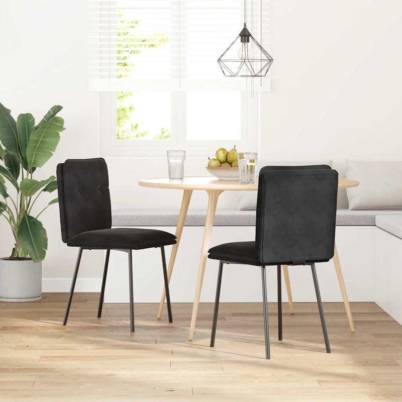 Casa si Gradina - Mobilier - Scaune si fotolii - Scaune - Scaune de bucatarie, 2 buc., negru, catifea - Infinity.ro