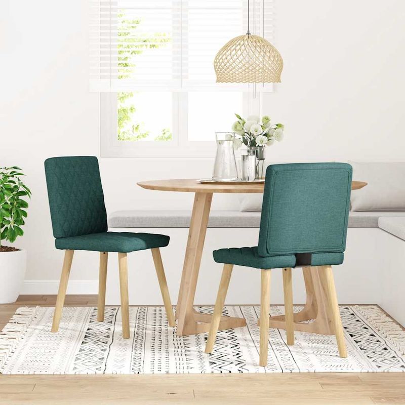 Casa si Gradina - Mobilier - Scaune si fotolii - Scaune - Scaune de bucatarie, 2 buc., verde inchis, material textil - Infinity.ro