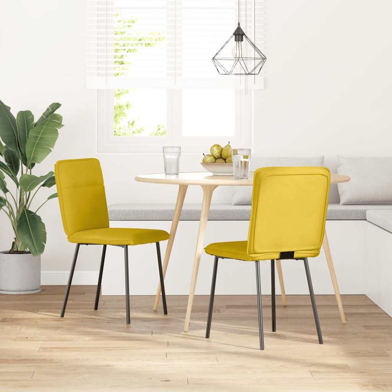 Casa si Gradina - Mobilier - Scaune si fotolii - Scaune - Scaune de bucatarie, 2 buc., galben, catifea - Infinity.ro