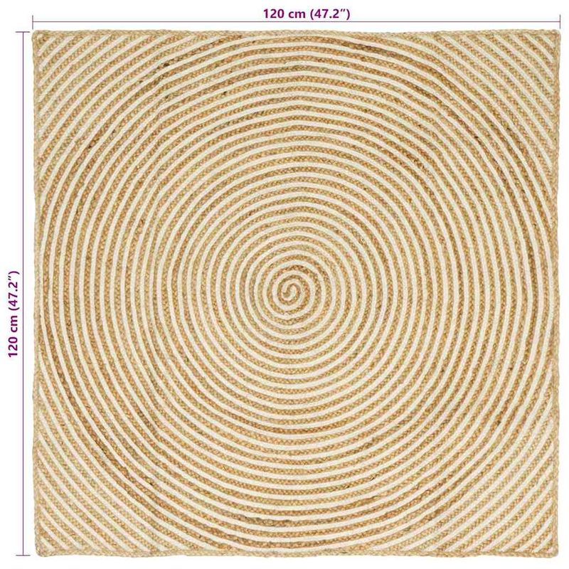 Casa si Gradina - Textile si covoare - Covoare - Covoare casa - Covor Natural si Alb 120 x 120 cm Iuta - Infinity.ro