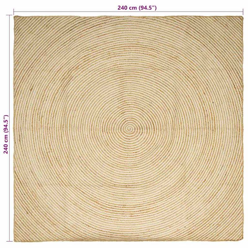 Casa si Gradina - Textile si covoare - Covoare - Covoare casa - Covor Natural si Alb 240 x 240 cm Iuta - Infinity.ro