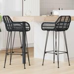 Casa si Gradina - Mobilier - Scaune si fotolii - Scaune - Scaun Bar 2 pcs Negru 55 x 52 x 92 cm Ratan si Fier - Infinity.ro