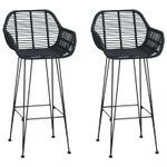 Casa si Gradina - Mobilier - Scaune si fotolii - Scaune - Scaun Bar 2 pcs Negru 55 x 52 x 92 cm Ratan si Fier - Infinity.ro