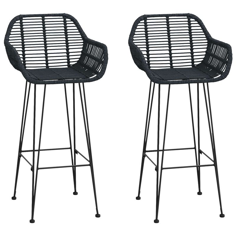 Casa si Gradina - Mobilier - Scaune si fotolii - Scaune - Scaun Bar 2 pcs Negru 55 x 52 x 92 cm Ratan si Fier - Infinity.ro