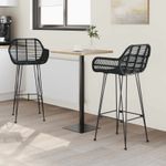 Casa si Gradina - Mobilier - Scaune si fotolii - Scaune - Scaun Bar 2 pcs Negru 55 x 52 x 92 cm Ratan si Fier - Infinity.ro