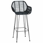 Casa si Gradina - Mobilier - Scaune si fotolii - Scaune - Scaun Bar 2 pcs Negru 55 x 52 x 92 cm Ratan si Fier - Infinity.ro