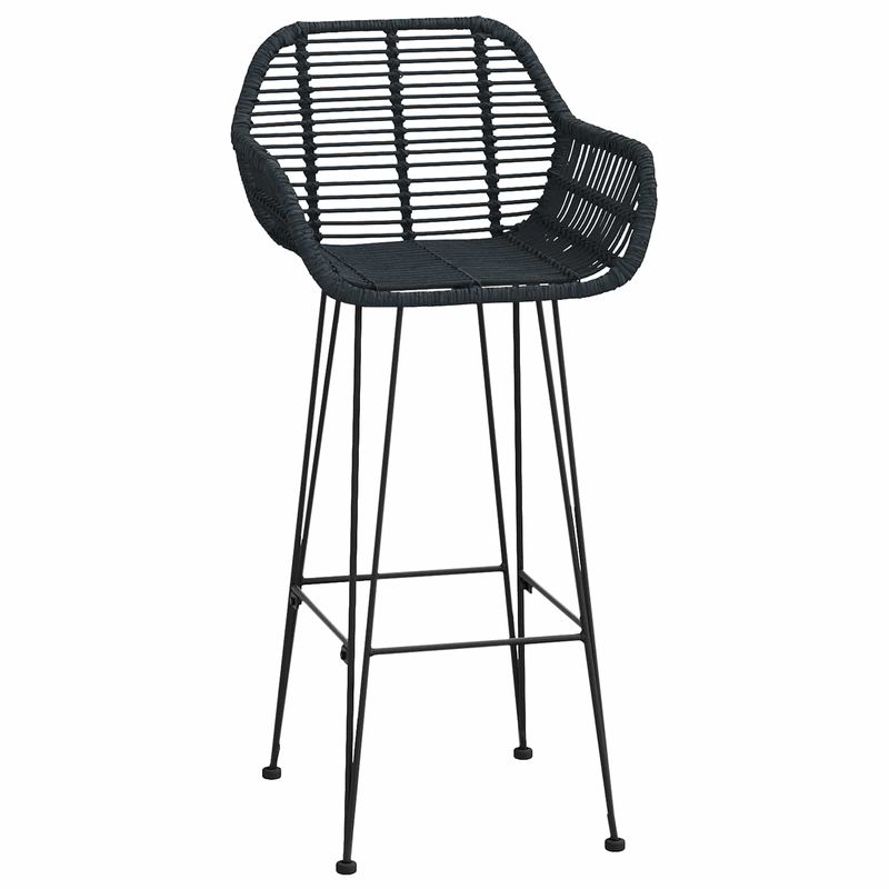 Casa si Gradina - Mobilier - Scaune si fotolii - Scaune - Scaun Bar 2 pcs Negru 55 x 52 x 92 cm Ratan si Fier - Infinity.ro