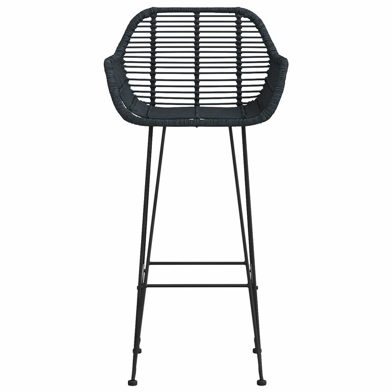 Casa si Gradina - Mobilier - Scaune si fotolii - Scaune - Scaun Bar 2 pcs Negru 55 x 52 x 92 cm Ratan si Fier - Infinity.ro