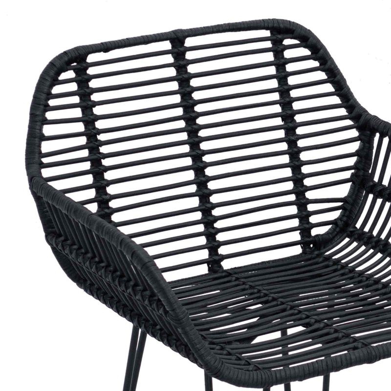 Casa si Gradina - Mobilier - Scaune si fotolii - Scaune - Scaun Bar 2 pcs Negru 55 x 52 x 92 cm Ratan si Fier - Infinity.ro
