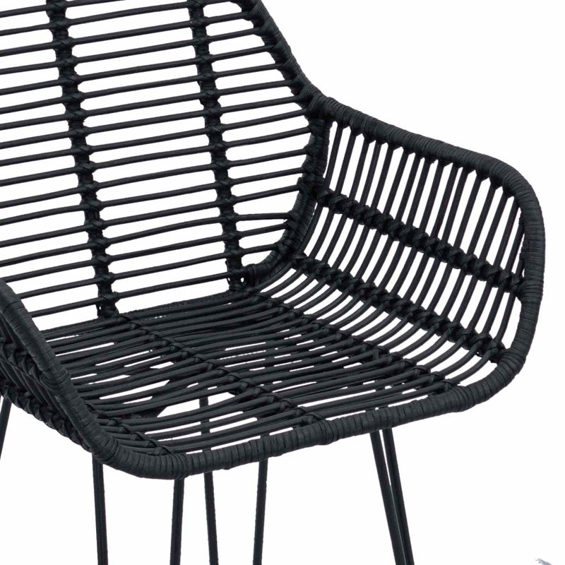 Casa si Gradina - Mobilier - Scaune si fotolii - Scaune - Scaun Bar 2 pcs Negru 55 x 52 x 92 cm Ratan si Fier - Infinity.ro