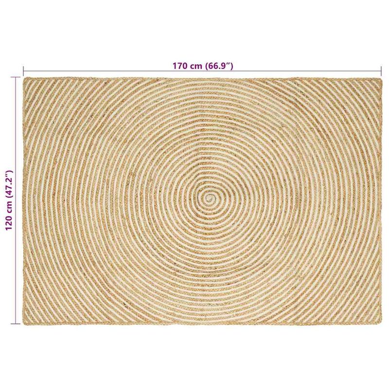 Casa si Gradina - Textile si covoare - Covoare - Covoare casa - Covor Natural si Alb 120 x 170 cm Iuta - Infinity.ro