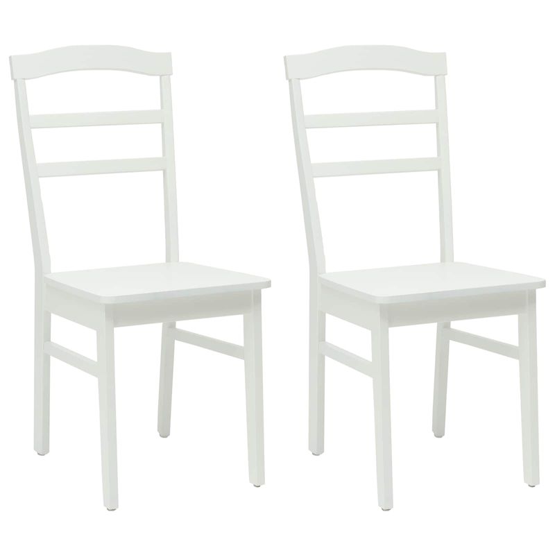 Casa si Gradina - Mobilier - Scaune si fotolii - Scaune - Scaun de sufragerie 2 pcs Alb Lemn Solid de Cauciuc - Infinity.ro
