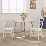 Casa si Gradina - Mobilier - Scaune si fotolii - Scaune - Scaun de sufragerie 2 pcs Alb Lemn Solid de Cauciuc - Infinity.ro