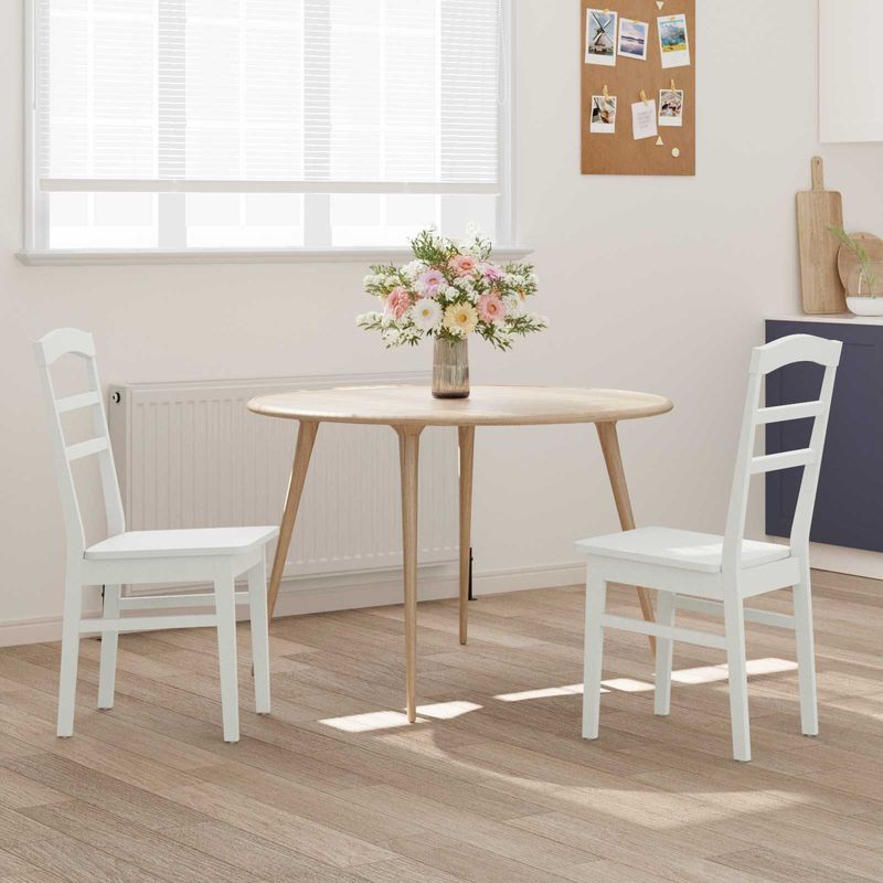 Casa si Gradina - Mobilier - Scaune si fotolii - Scaune - Scaun de sufragerie 2 pcs Alb Lemn Solid de Cauciuc - Infinity.ro