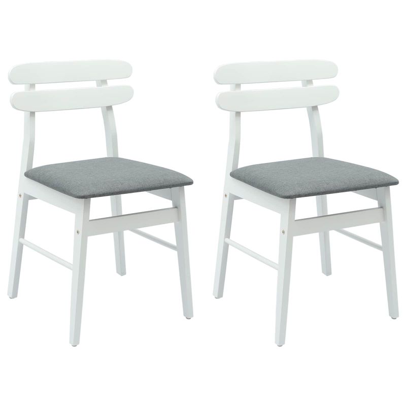 Casa si Gradina - Mobilier - Scaune si fotolii - Scaune - Scaun de sufragerie 2 pcs Alb si gri Lemn Solid de Cauciuc - Infinity.ro