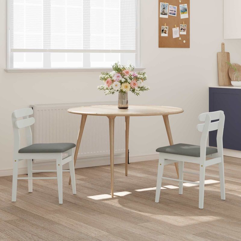 Casa si Gradina - Mobilier - Scaune si fotolii - Scaune - Scaun de sufragerie 2 pcs Alb si gri Lemn Solid de Cauciuc - Infinity.ro