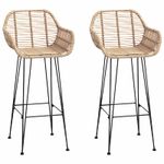 Casa si Gradina - Mobilier - Scaune si fotolii - Scaune - Scaun Bar 2 pcs natural 55 x 52 x 92 cm Ratan si Fier - Infinity.ro