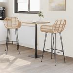 Casa si Gradina - Mobilier - Scaune si fotolii - Scaune - Scaun Bar 2 pcs natural 55 x 52 x 92 cm Ratan si Fier - Infinity.ro