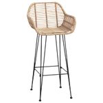 Casa si Gradina - Mobilier - Scaune si fotolii - Scaune - Scaun Bar 2 pcs natural 55 x 52 x 92 cm Ratan si Fier - Infinity.ro